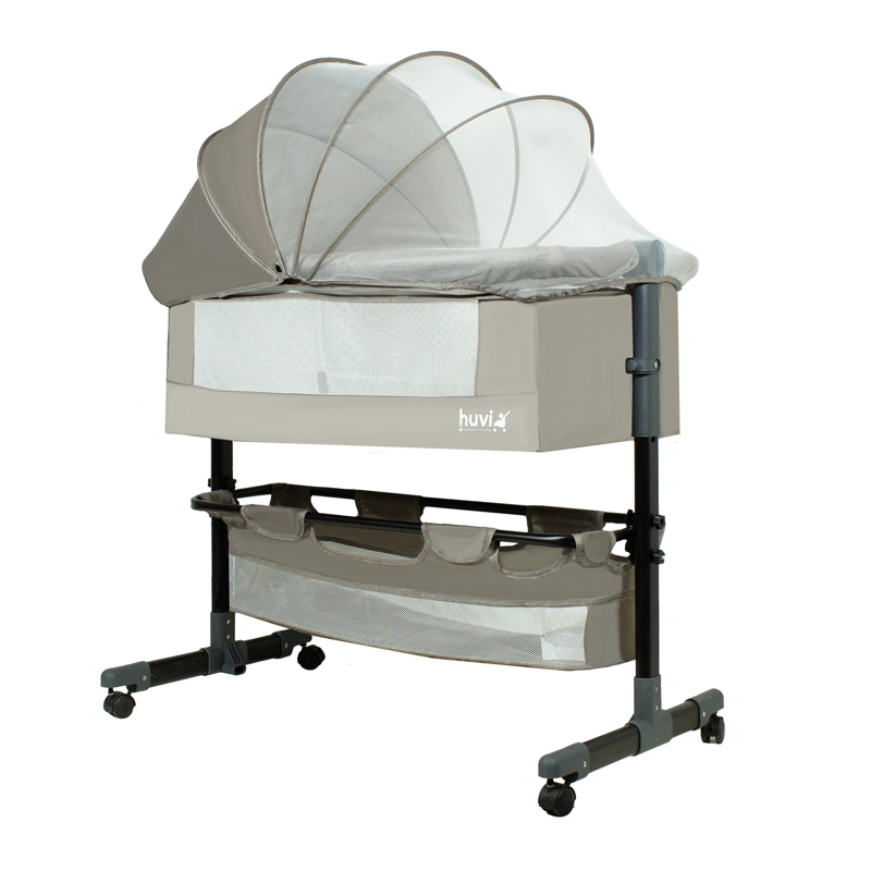 CUNA BEBESIT COLECHO COZY CON COLCHÓN MOSQUITERO CANASTO HUVI ACERO BEIGE - 1