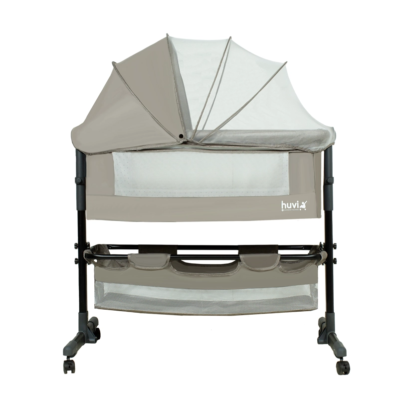 CUNA BEBESIT COLECHO COZY CON COLCHÓN MOSQUITERO CANASTO HUVI ACERO BEIGE - 3