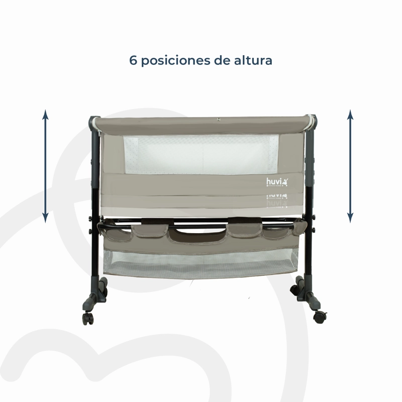 CUNA BEBESIT COLECHO COZY CON COLCHÓN MOSQUITERO CANASTO HUVI ACERO BEIGE - 6