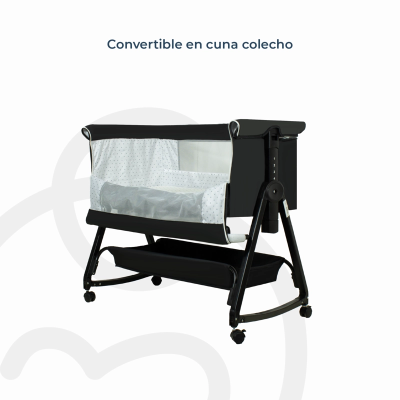 CUNA BEBESIT COLECHO BALANCIN CLOUD COLCHÓN MOSQUITERO CANASTO ACERO NEGRO - 6