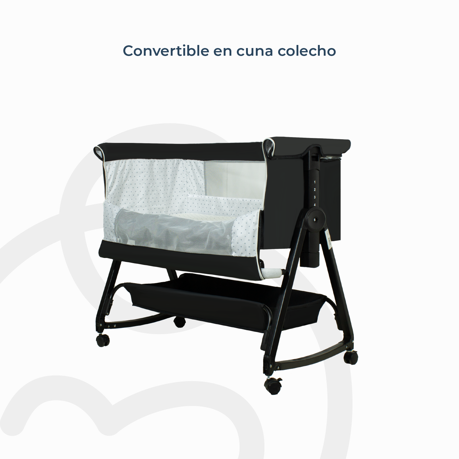 CUNA BEBESIT COLECHO BALANCIN CLOUD COLCHÓN MOSQUITERO CANASTO ACERO NEGRO - 6