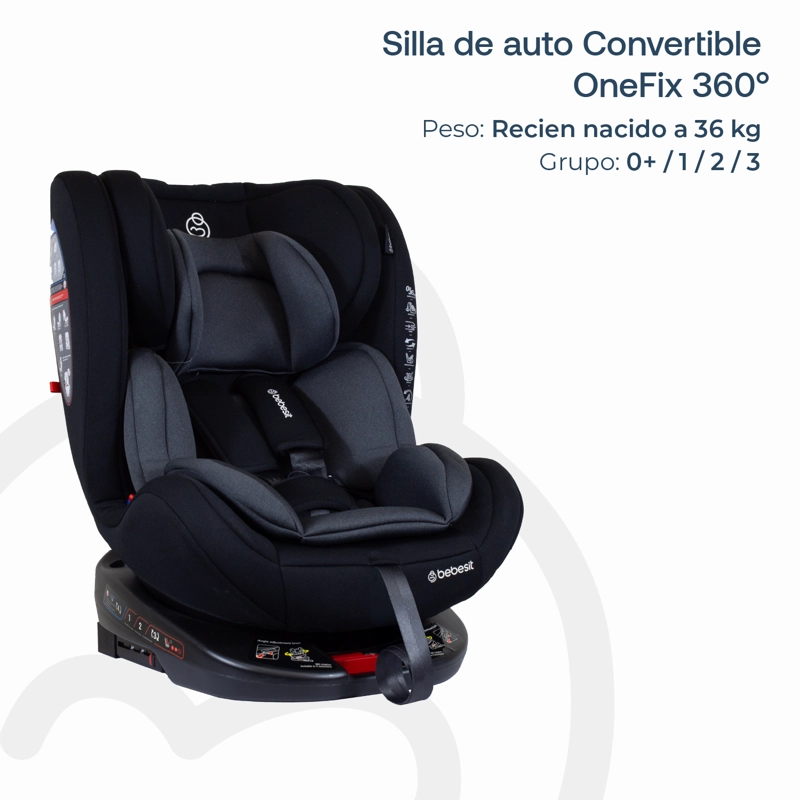 SILLA DE AUTO CONVERTIBLE 360 ONEFIX GREY - 5