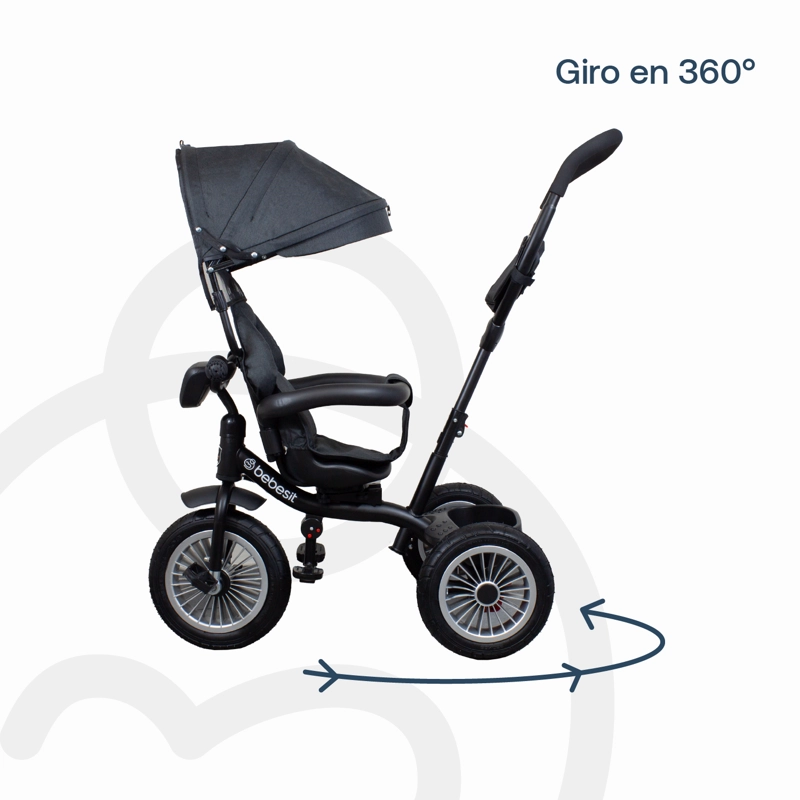 TRICICLO PASEO INFANTIL 360 1326 LX NEGRO BEBESIT - 6