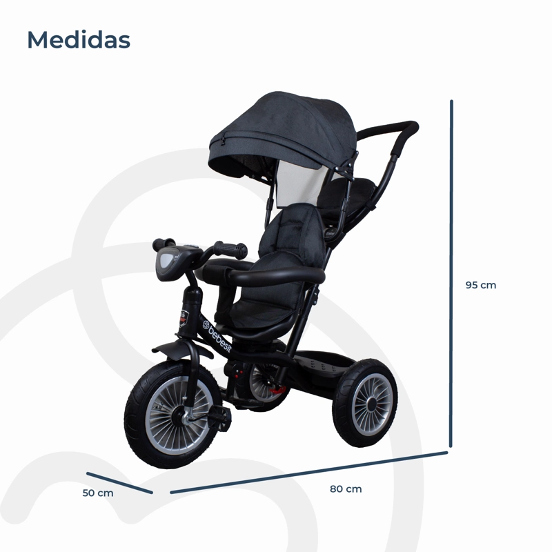 TRICICLO PASEO INFANTIL 360 1326 LX NEGRO BEBESIT - 7