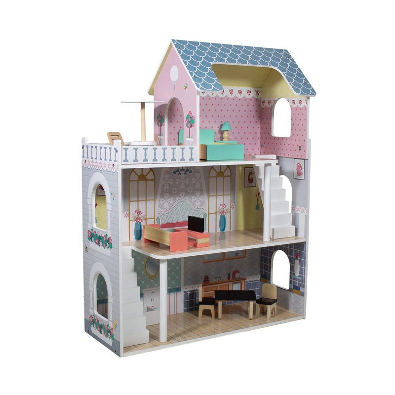 CASA DE MUÑECAS + MUEBLES MADERA MONTESSORI PRINCESAS - 1