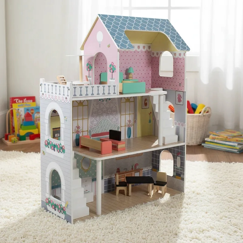CASA DE MUÑECAS + MUEBLES MADERA MONTESSORI PRINCESAS - 2