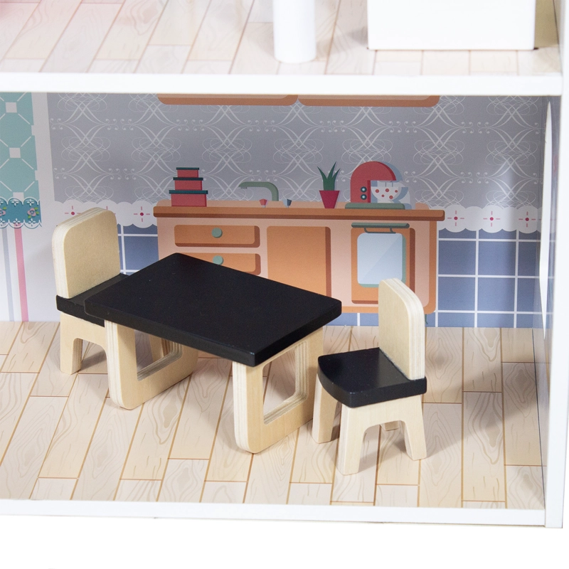 CASA DE MUÑECAS + MUEBLES MADERA MONTESSORI PRINCESAS - 4