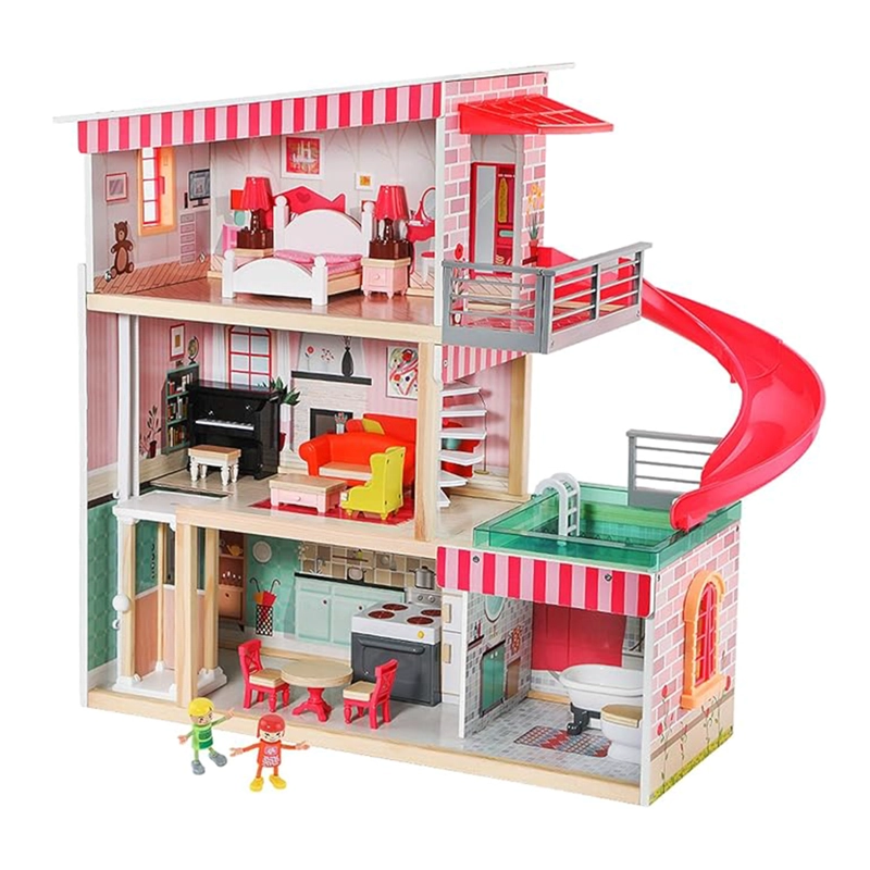 CASA DE MUÑECAS + MUEBLES MADERA MONTESSORI BELLA - 1