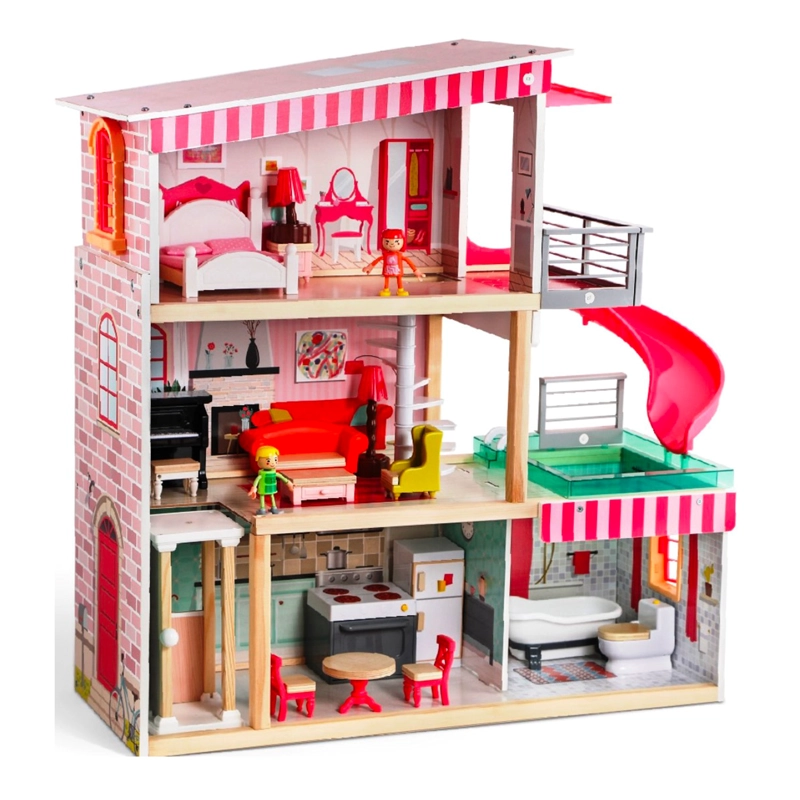CASA DE MUÑECAS + MUEBLES MADERA MONTESSORI BELLA - 3