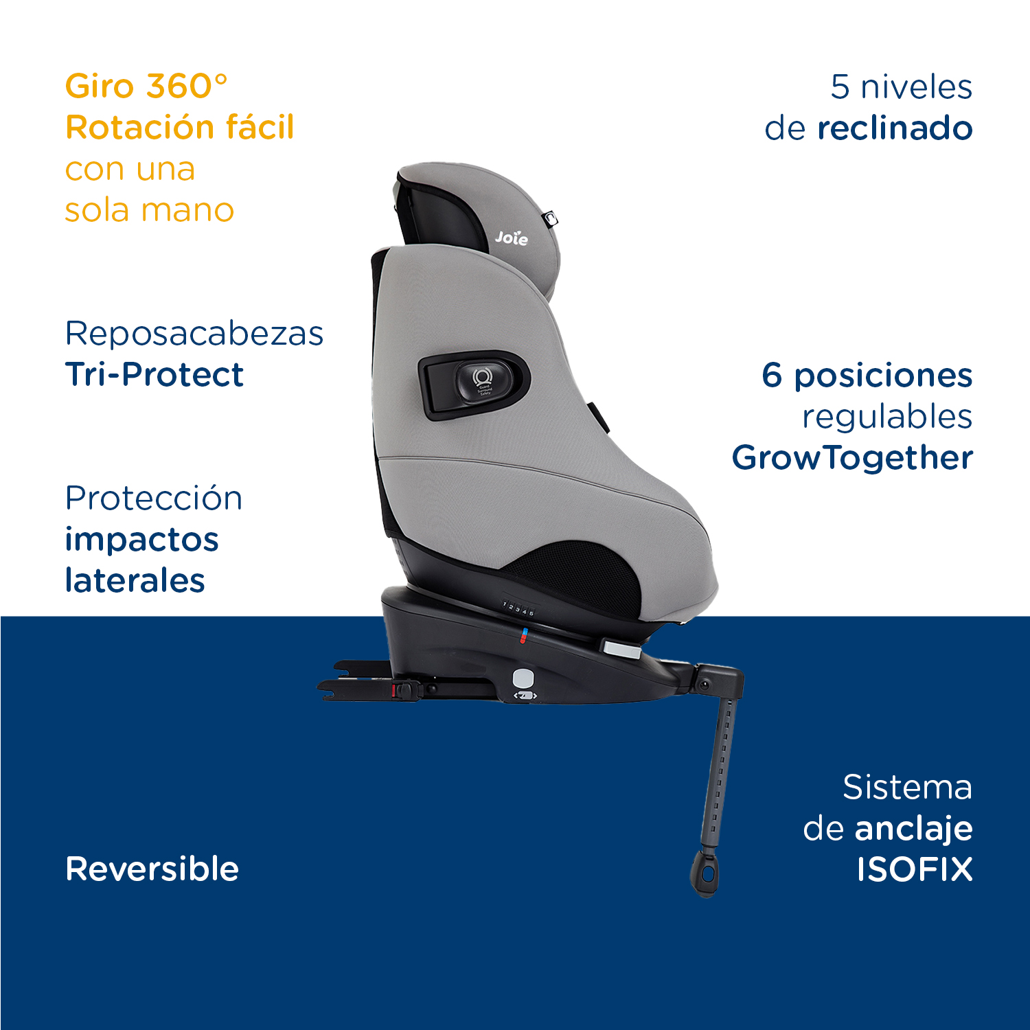 SILLA DE AUTO GIRATORIA SPIN 360 FLANNEL JOIE - 8
