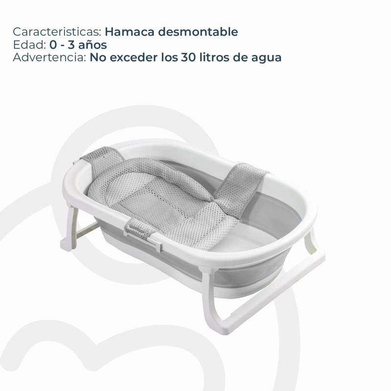 BAÑERA PLEGABLE BEBE CON HAMACA JELLY GRIS - 6