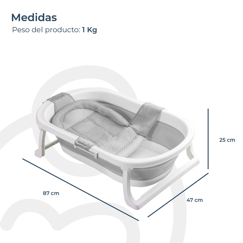 BAÑERA PLEGABLE BEBE CON HAMACA JELLY GRIS - 9