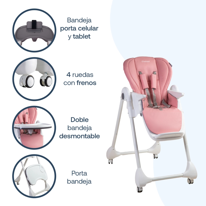 SILLA DE COMER EASYFEED ROSADO BEBESIT - 4