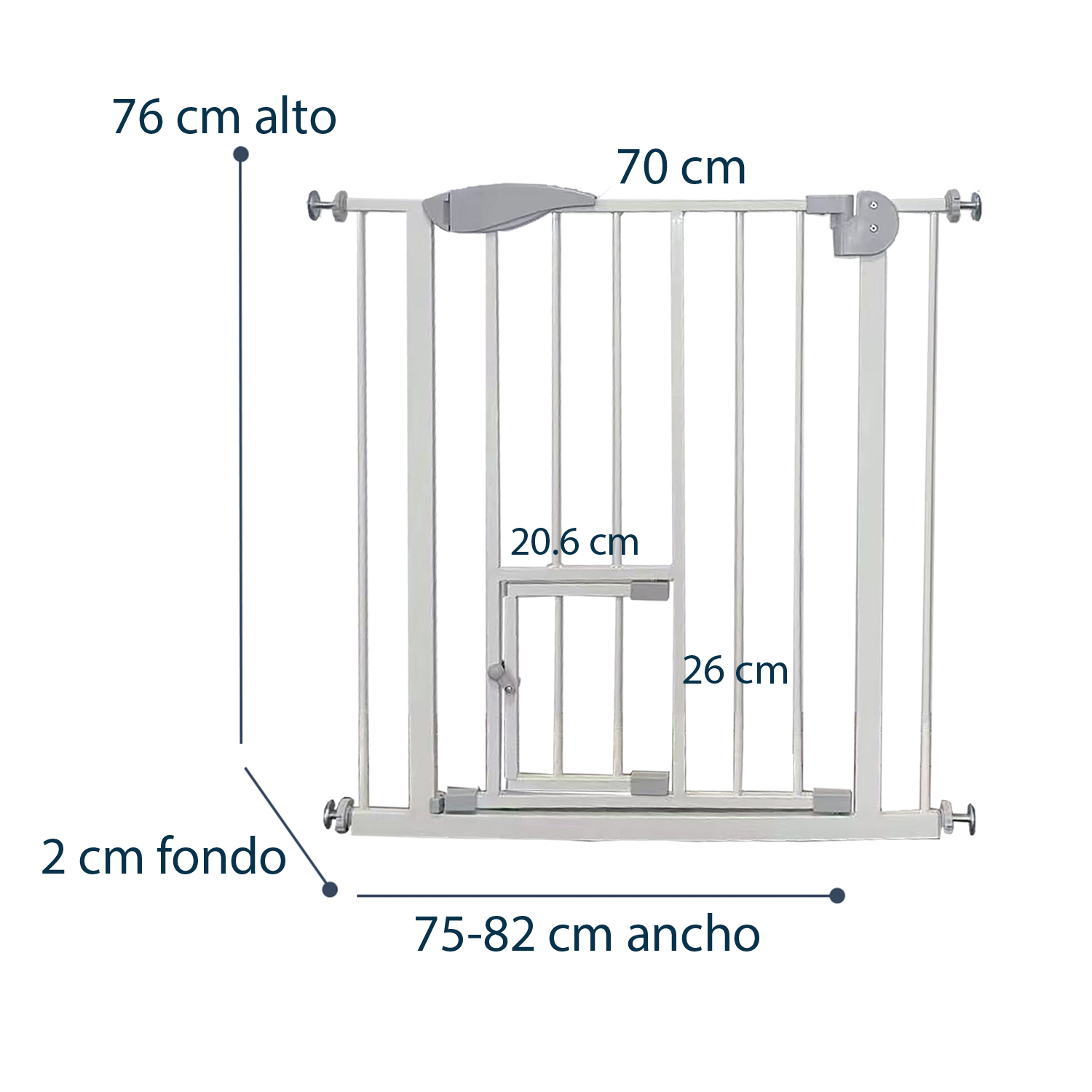 REJA DE SEGURIDAD BEBE PUERTA MASCOTA DOBLE SEGURO 75-82 CM - 5