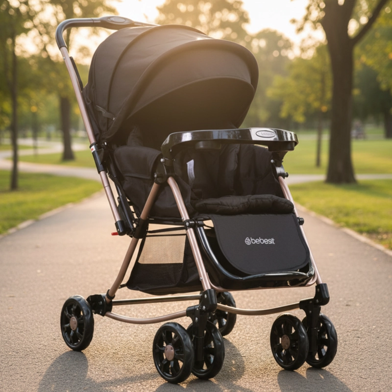 COCHE CUNA BALANCIN SX NEGRO DORADO BEBESIT - 2