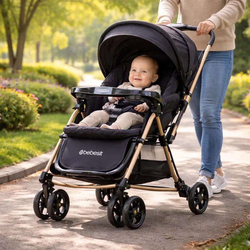 COCHE CUNA BALANCIN SX NEGRO DORADO BEBESIT - 8