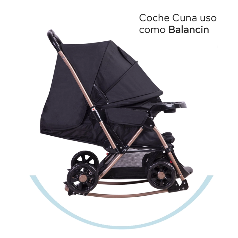 COCHE CUNA BALANCIN SX NEGRO DORADO BEBESIT - 9