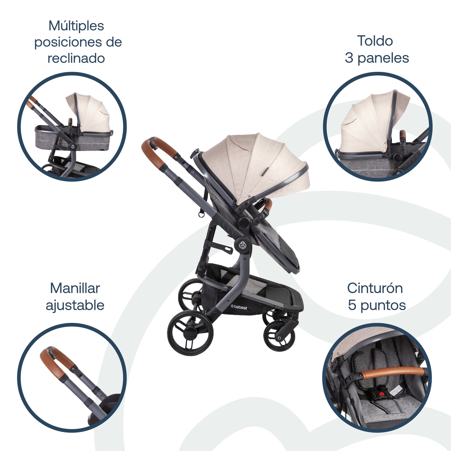 COCHE CUNA TRAVEL SYSTEM TAURUS BEIGE - 3