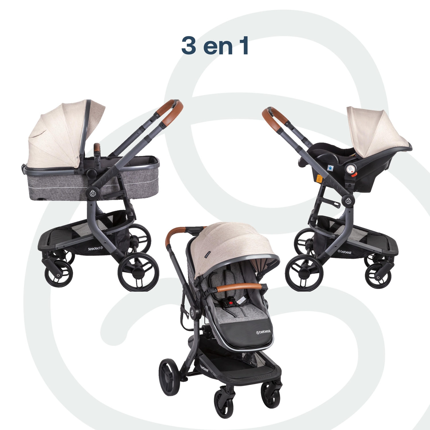COCHE CUNA TRAVEL SYSTEM TAURUS BEIGE - 7
