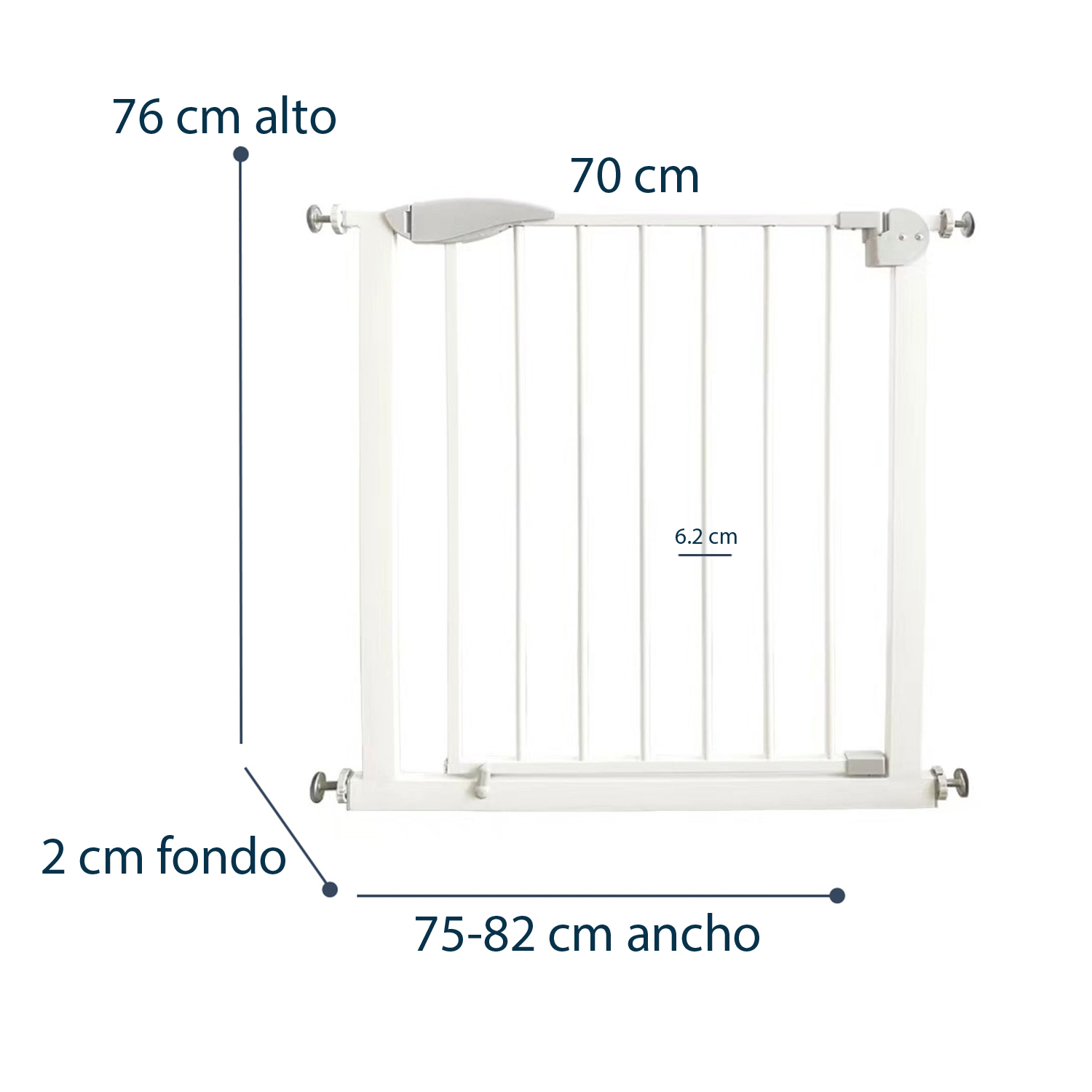 REJA DE SEGURIDAD BEBE MASCOTA DOBLE SEGURO 75 A 82 CM - 7