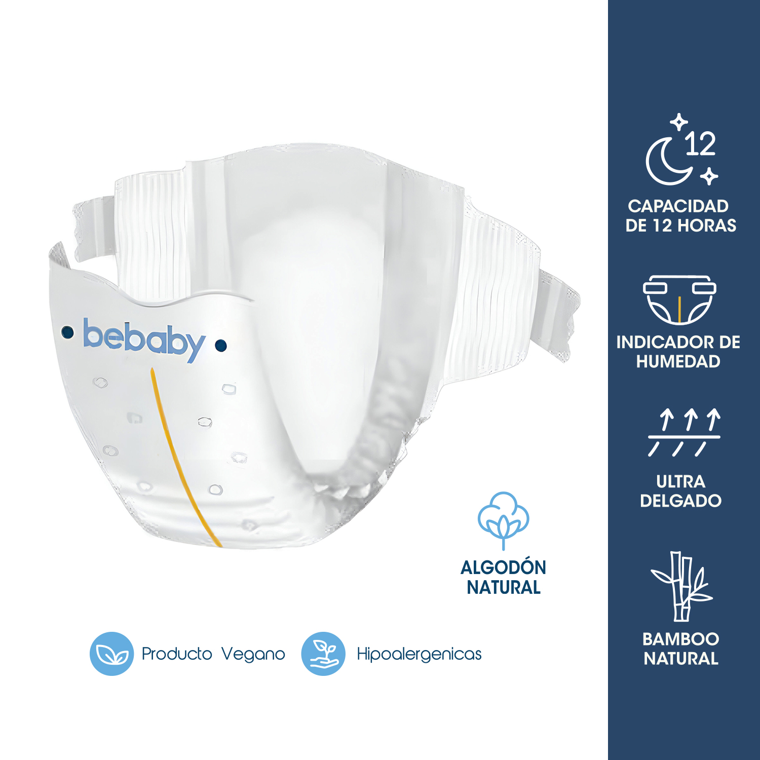 PAÑALES BEBABY PREMIUM BY BEBESIT XXG 56U HIPOALERGÉNICO - 4