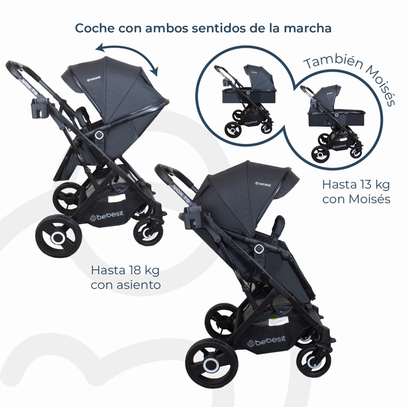 COCHE CUNA PASEO VOX NEGRO BEBESIT - 6
