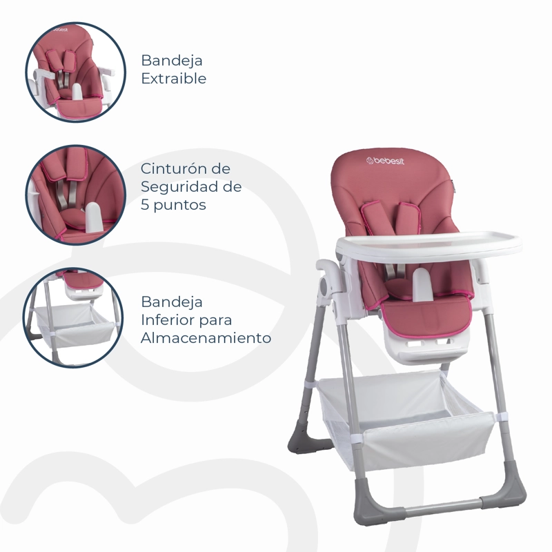 SILLA DE COMER SNACK LX ROSADA BEBESIT - 4