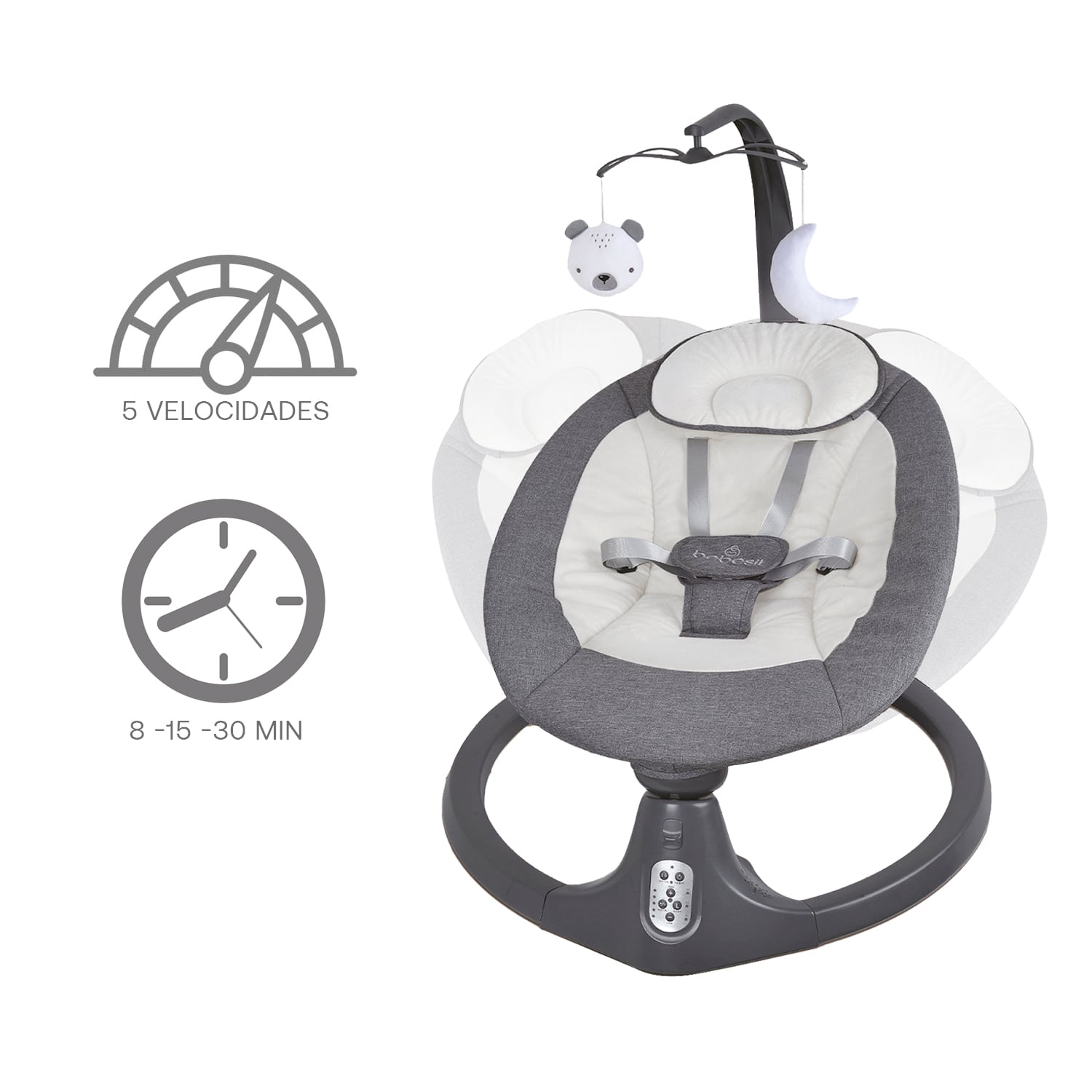 SILLA NIDO BABY SWING GRIS BEBESIT - 9