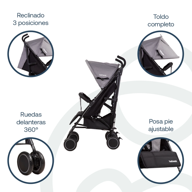 COCHE PARAGUA KRONOS GRIS OSCURO BEBESIT - 4