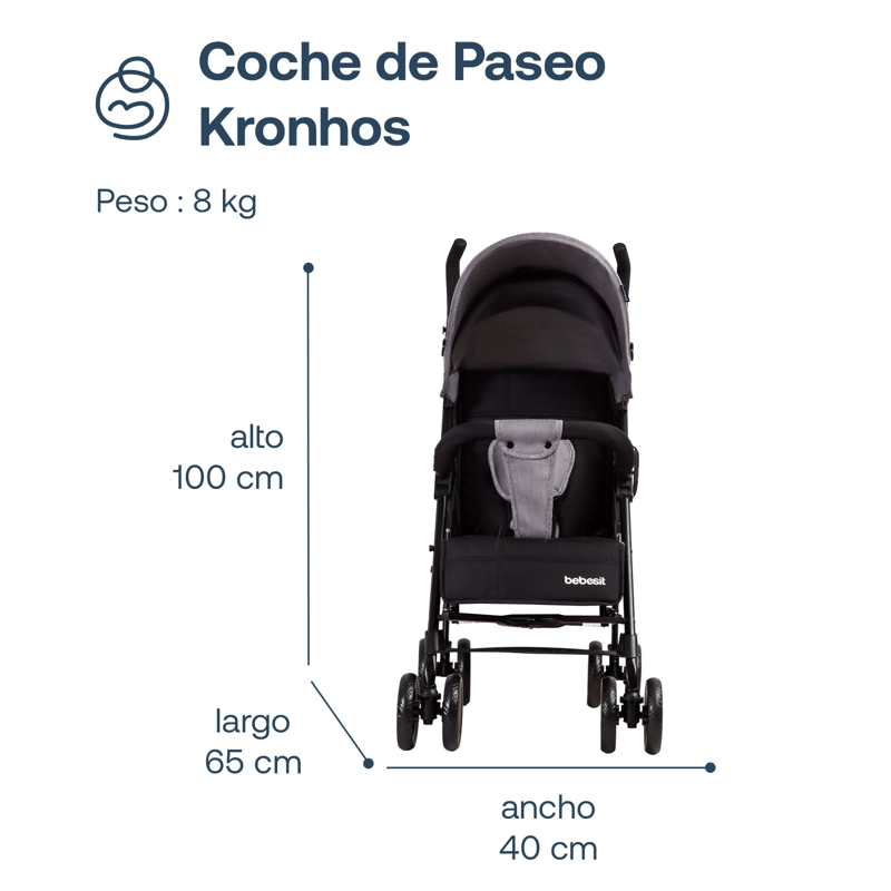 COCHE PARAGUA KRONOS GRIS OSCURO BEBESIT - 7