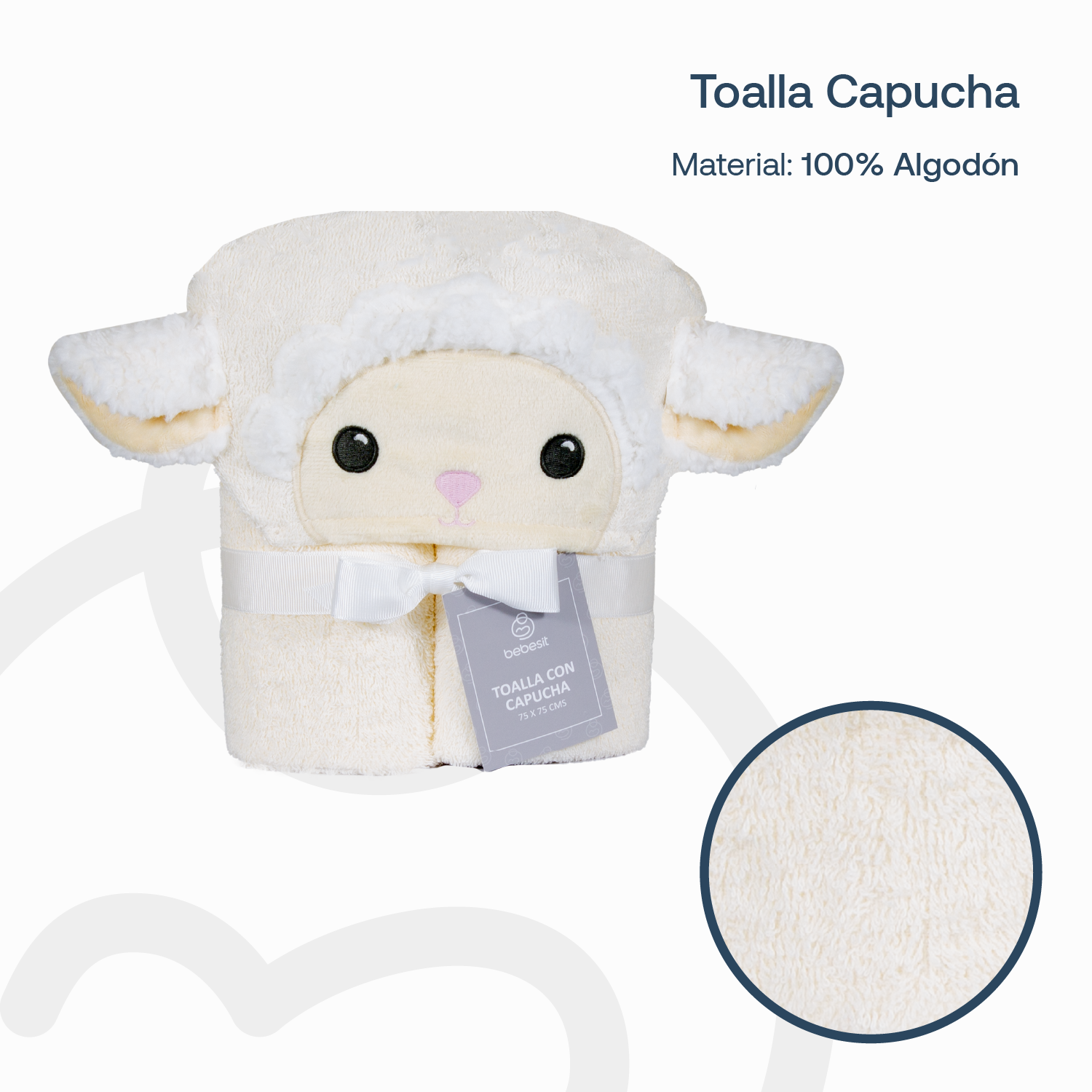 TOALLA CAPUCHA OVEJA BEBESIT - 5