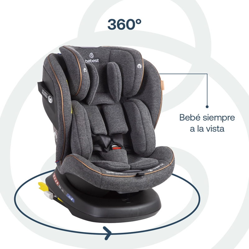 SILLA DE AUTO CONVERTIBLE ISOFIX SUPRA 360º PREMIUM GRIS - 9