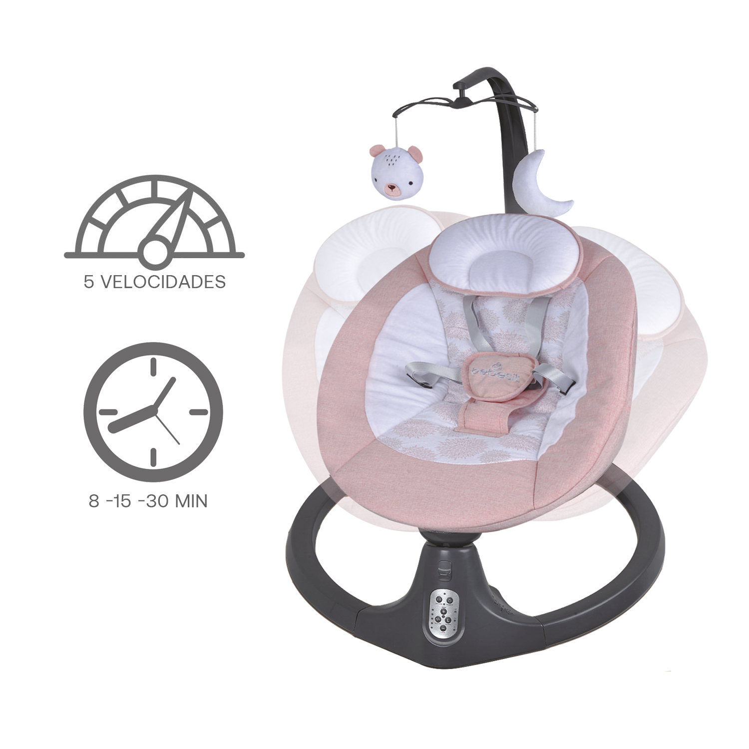 SILLA NIDO BABY SWING ROSADO BEBESIT - 8