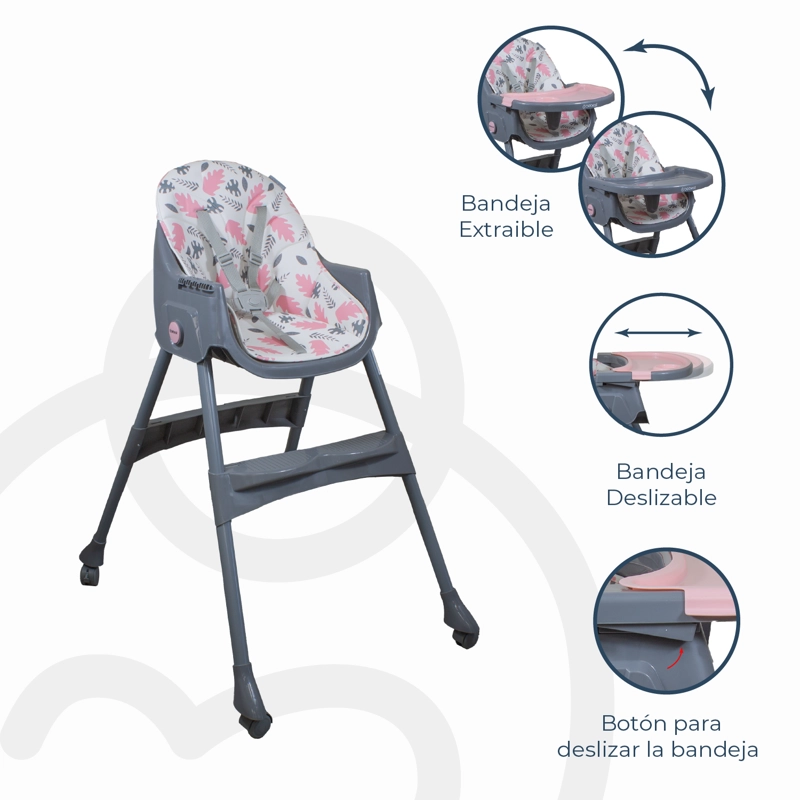 SILLA DE COMER STEPS ROSADA BEBESIT - 6