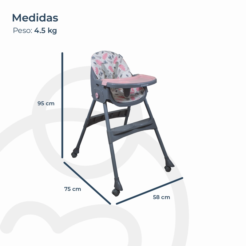 SILLA DE COMER STEPS ROSADA BEBESIT - 8