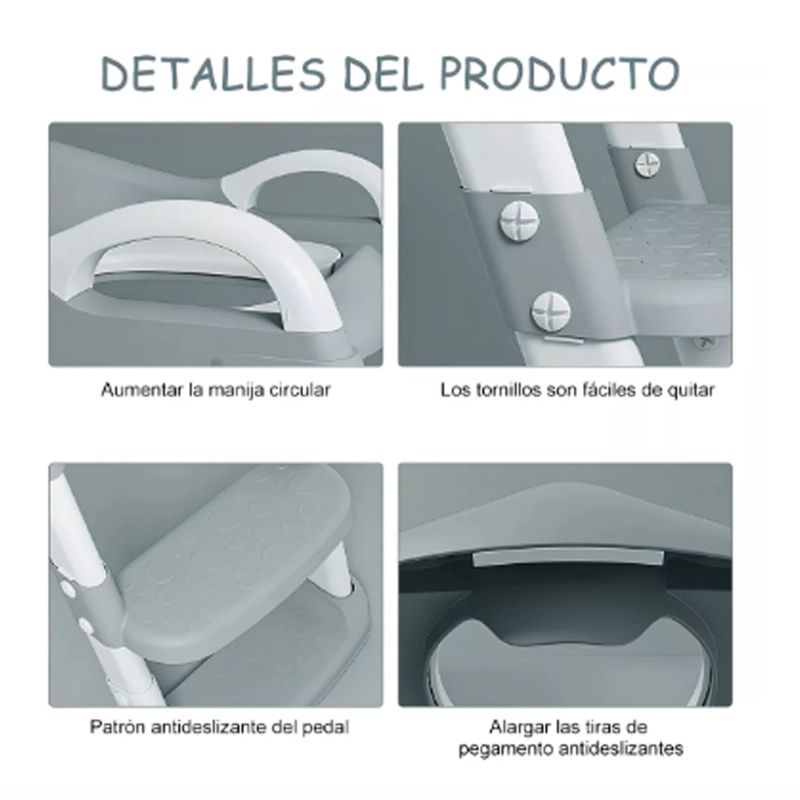 ASIENTO REDUCTOR CON ESCALERA PARA BAÑO ENTRANAMIENTO BEBE - 3