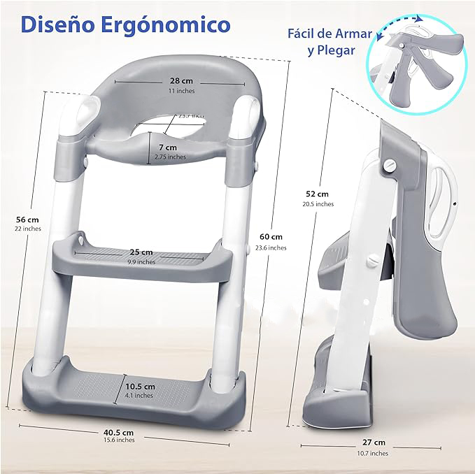 ASIENTO REDUCTOR CON ESCALERA PARA BAÑO ENTRANAMIENTO BEBE - 5