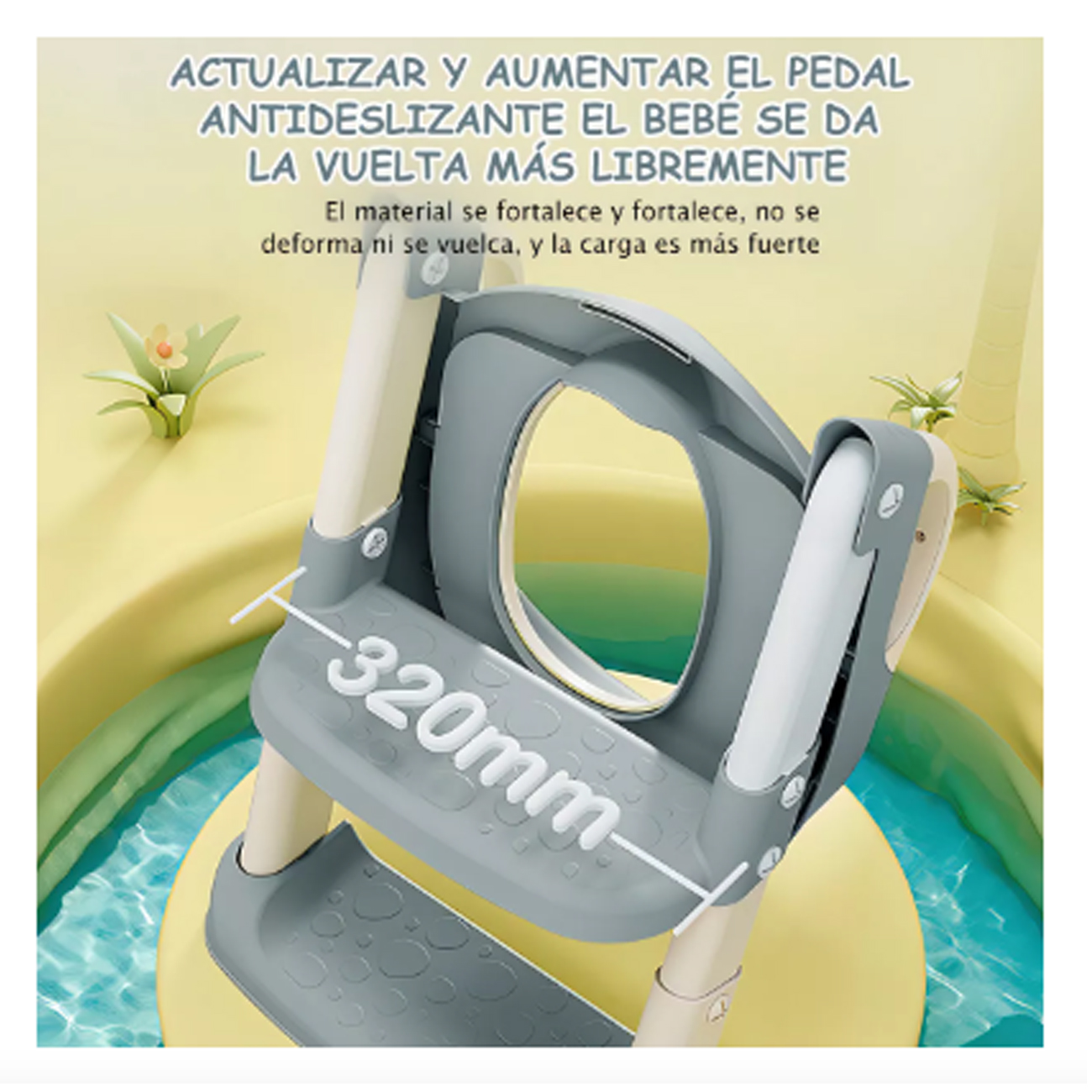 ASIENTO REDUCTOR CON ESCALERA PARA BAÑO ENTRANAMIENTO BEBE - 6