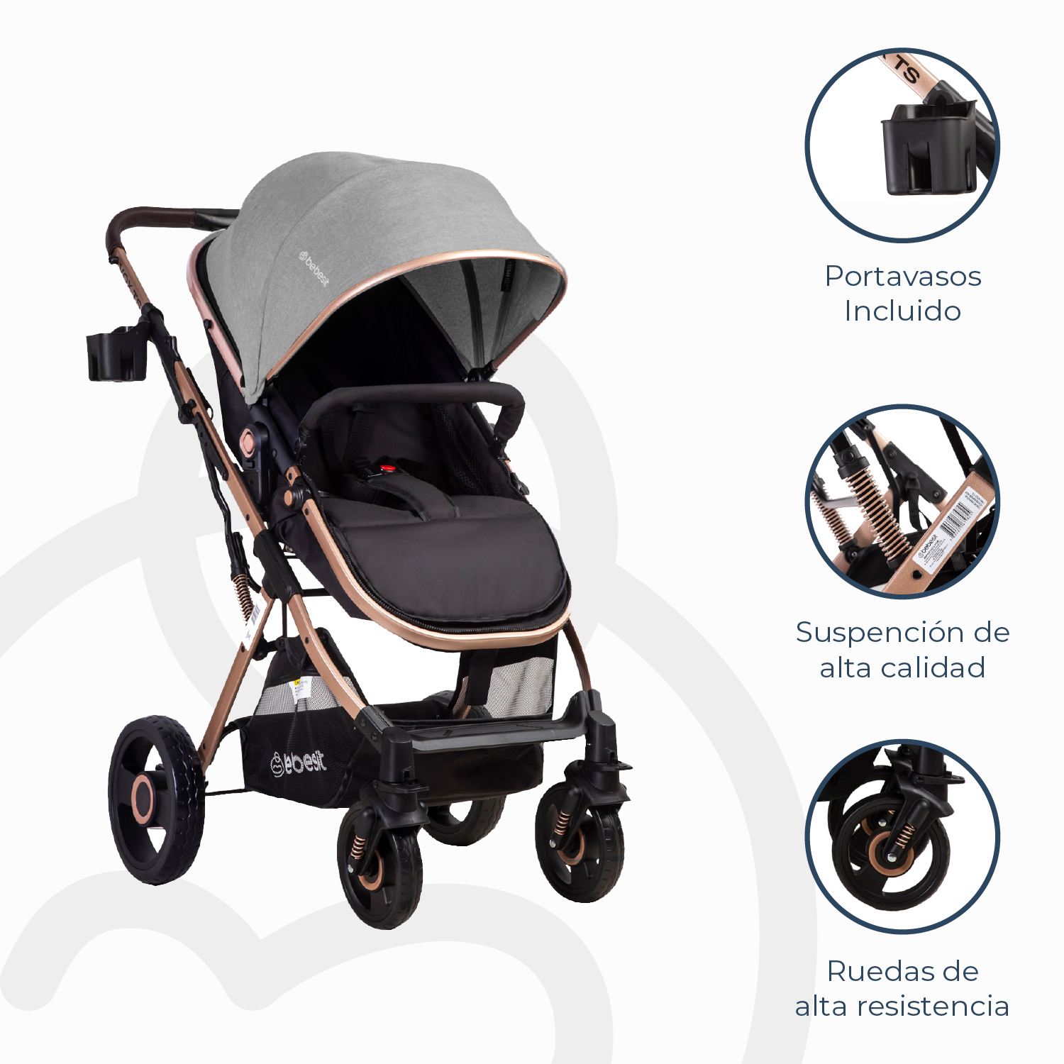 COCHE CUNA PASEO VOX GOLD GRIS BEBESIT - 6
