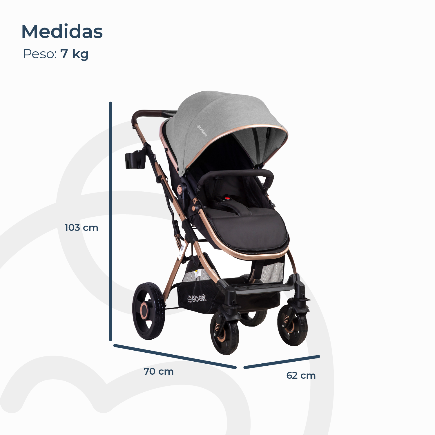 COCHE CUNA PASEO VOX GOLD GRIS BEBESIT - 7