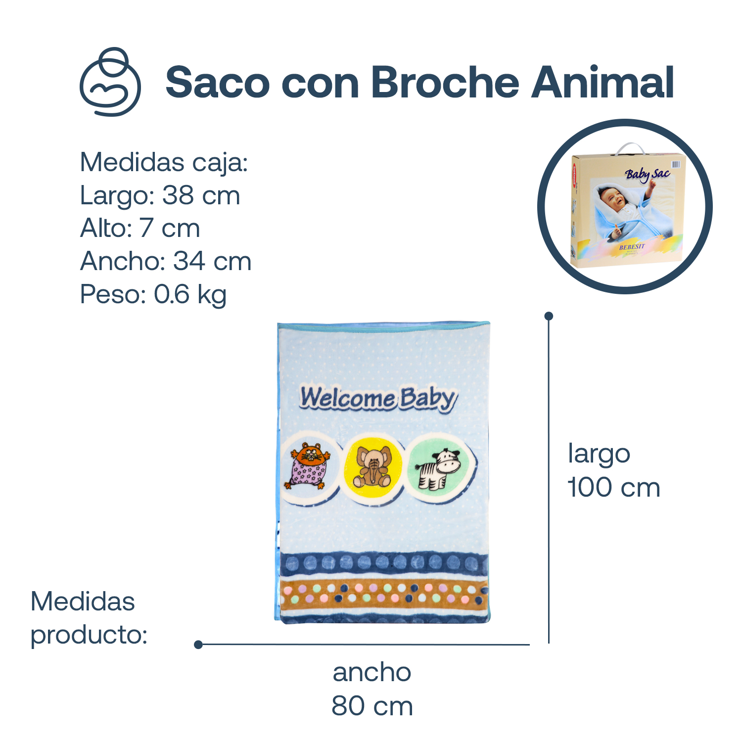 SACO CON BROCHE ANIMAL CELESTE BEBESIT - 6