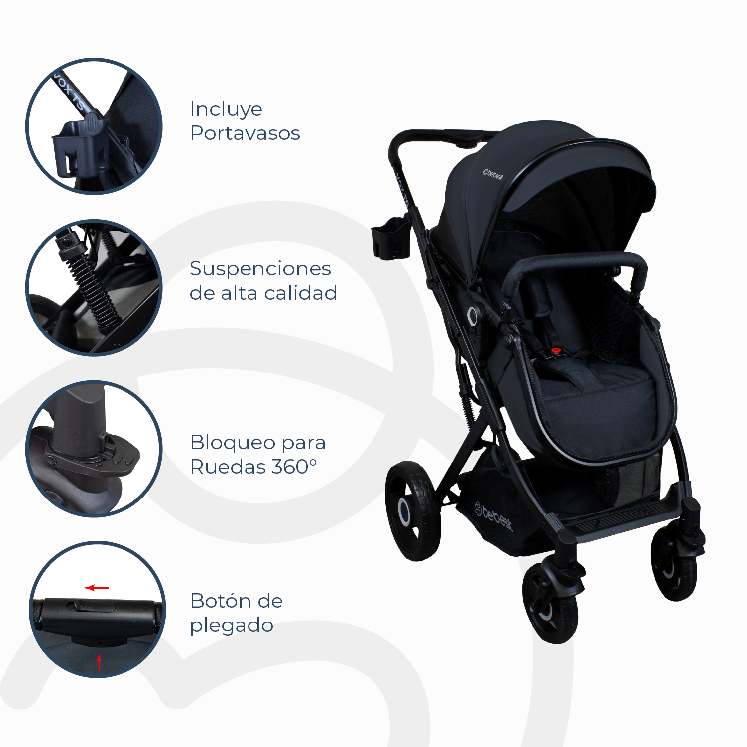 COCHE CUNA PASEO VOX NEGRO BEBESIT - 7