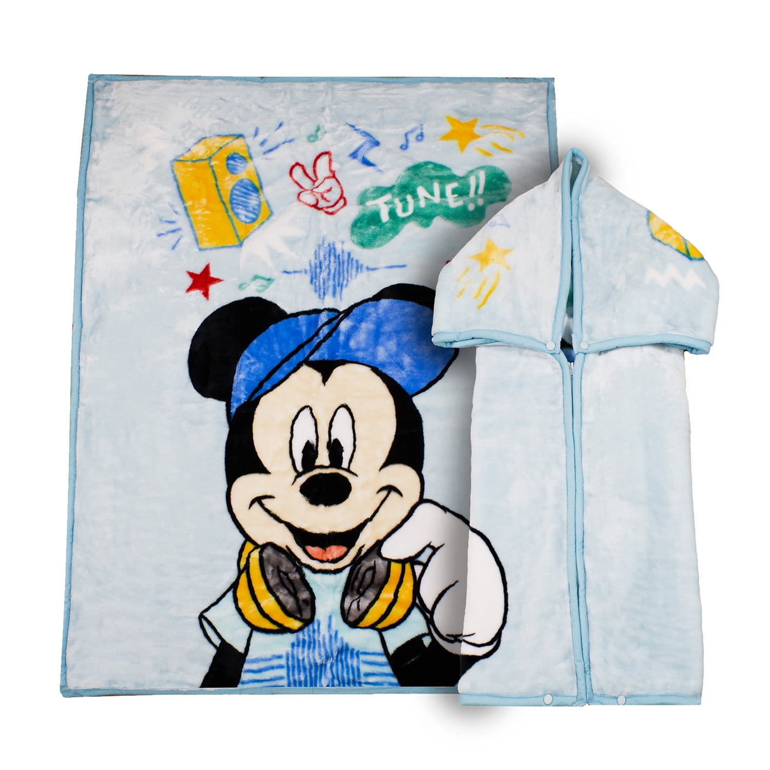 SACO CON BROCHE ULTRA SOFT MICKEY MUSIC 80X110CM CELESTE - 1