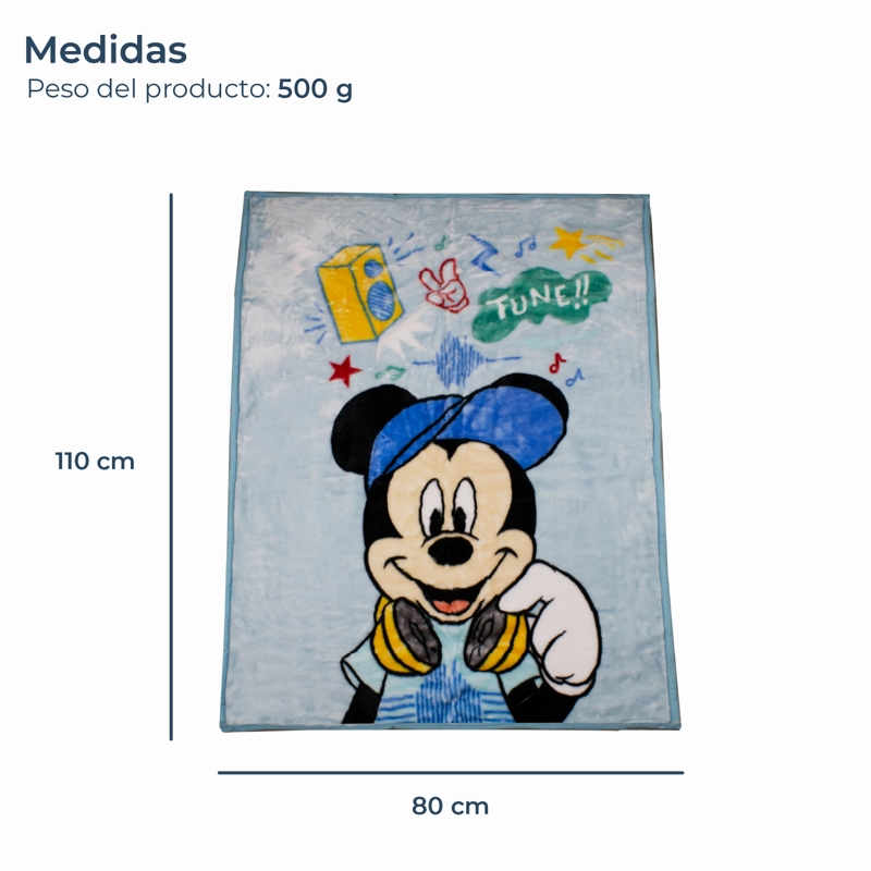 SACO CON BROCHE ULTRA SOFT MICKEY MUSIC 80X110CM CELESTE - 4