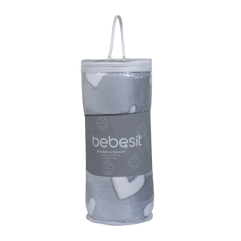FRAZADA ULTRA SOFT CORAZONES 110X140CM GRIS BEBESIT - 3