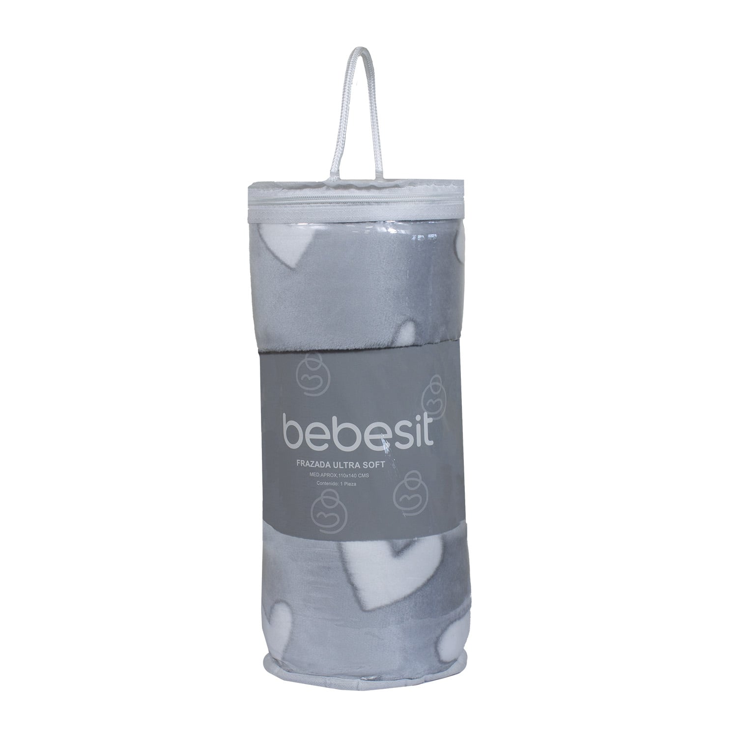 FRAZADA ULTRA SOFT CORAZONES 110X140CM GRIS BEBESIT - 3