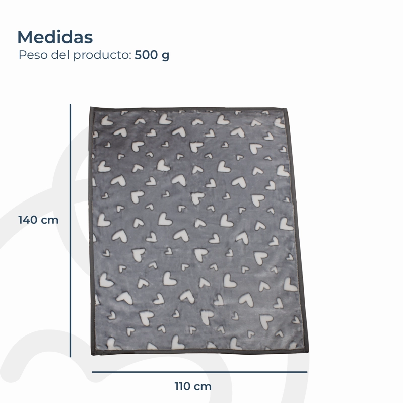 FRAZADA ULTRA SOFT CORAZONES 110X140CM GRIS BEBESIT - 4