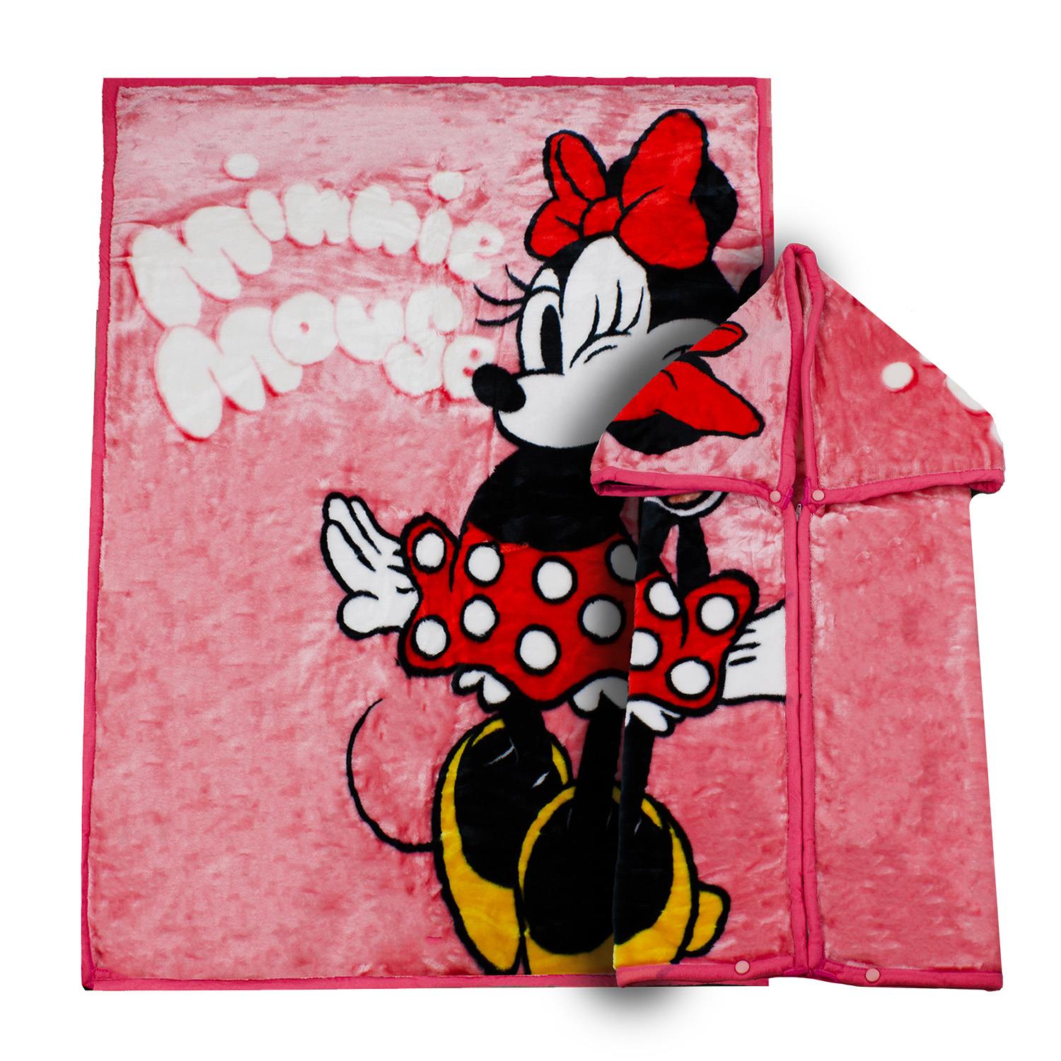 SACO CON BROCHE ULTRA SOFT MINNIE MOUSE 80X110CM ROSADO - 1