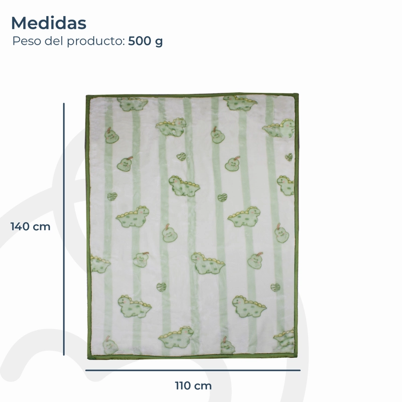 FRAZADA ULTRA SOFT DINO 110X140CM VERDE BEBESIT - 4