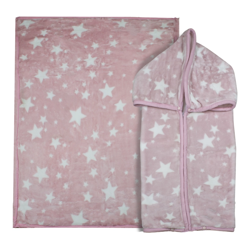 SACO CON BROCHE ULTRA SOFT ESTRELLA 80X110CM ROSADO BEBESIT - 1